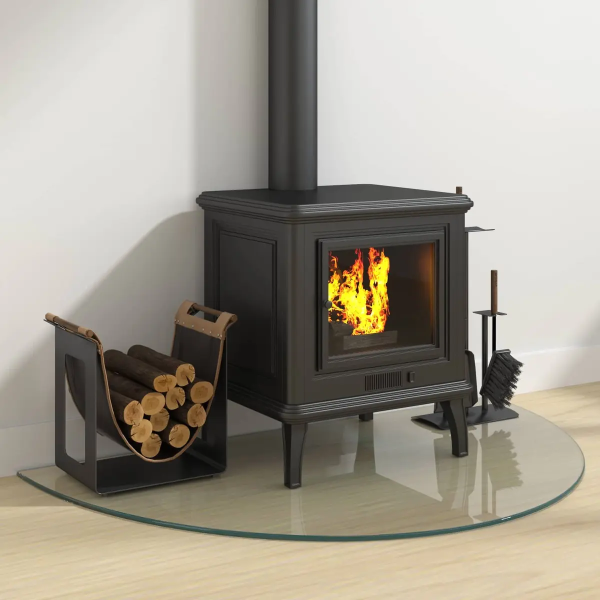 Fireplace Hearth Pad Heat Resistant Transparent Tempered Glass 1000 x 600 mm