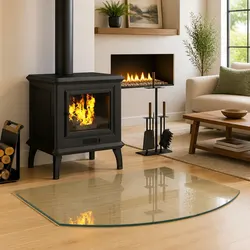 Fireplace Glass Plate Transparent 80 x 60 cm Hearth Floor Protector Heat
