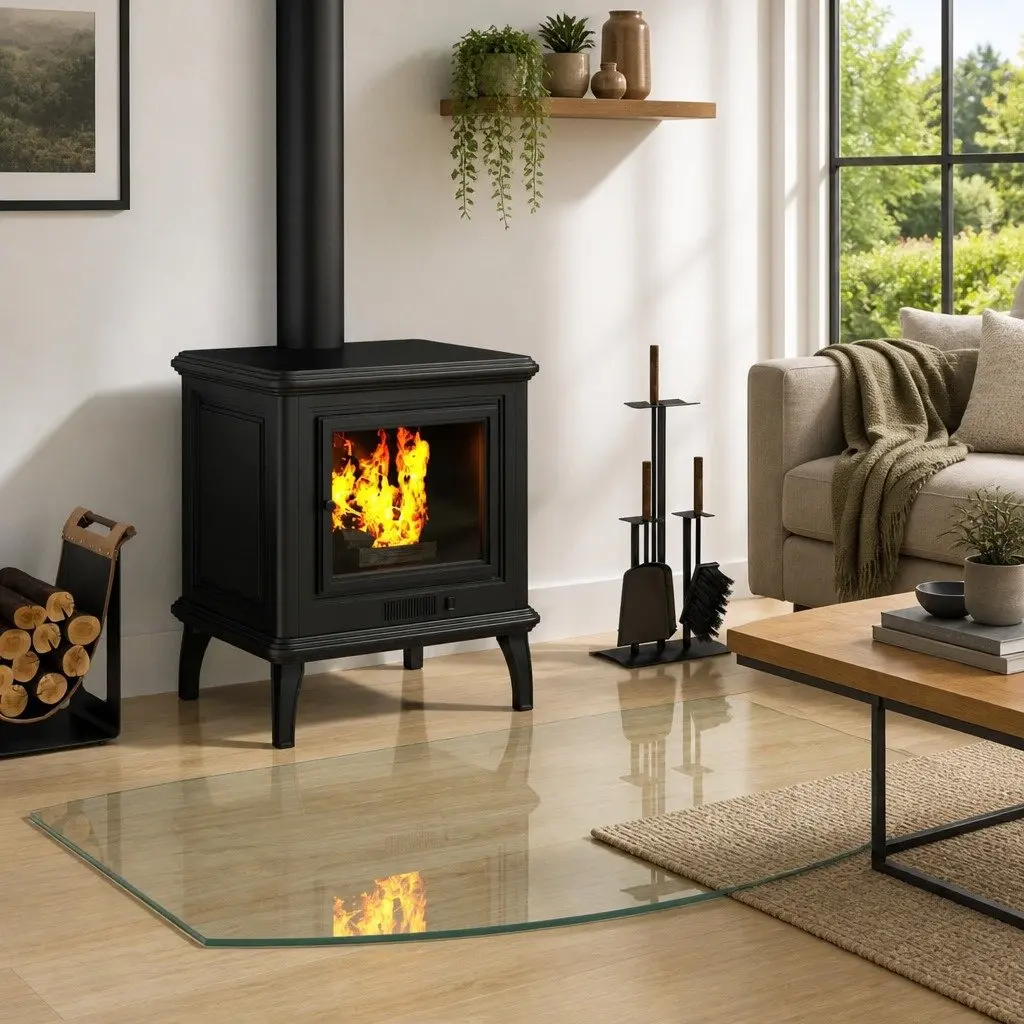 Transparent Fireplace Glass Plate 100 x 60 cm