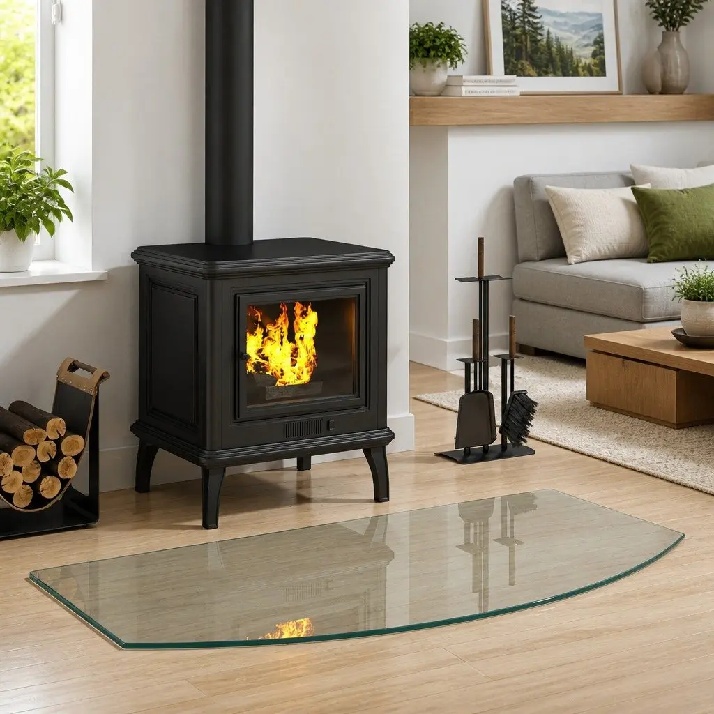 Fireplace Glass Plate Transparent 100 x 50 cm Heat-Resistant Tempered Floor
