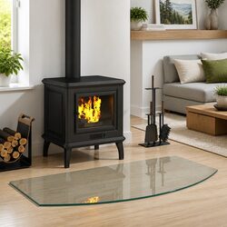 Fireplace Glass Plate Transparent 100 x 50 cm Heat-Resistant Tempered Floor