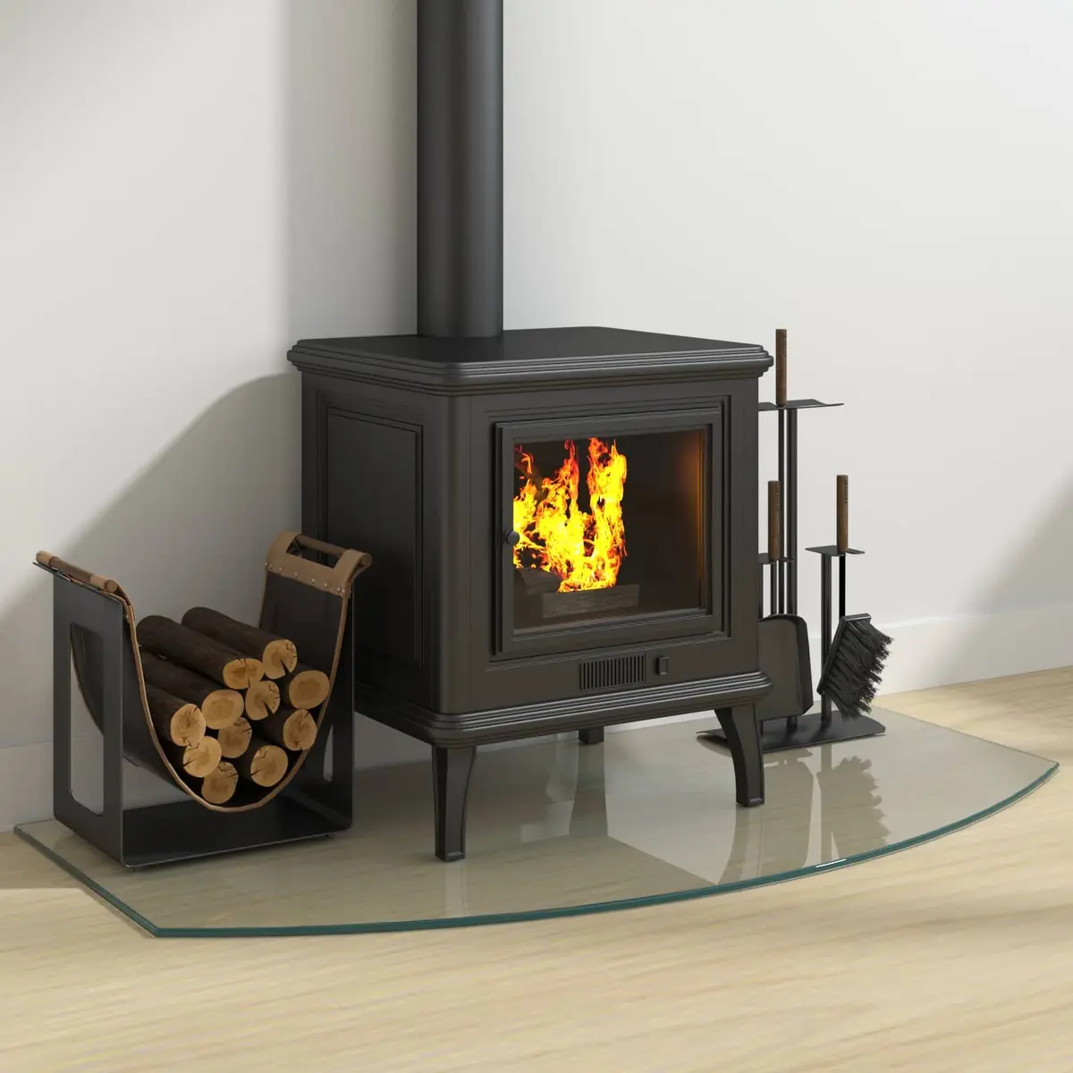 Tempered Glass Fireplace Plate Heat-Resistant 100x50cm Transparent Floor Protector