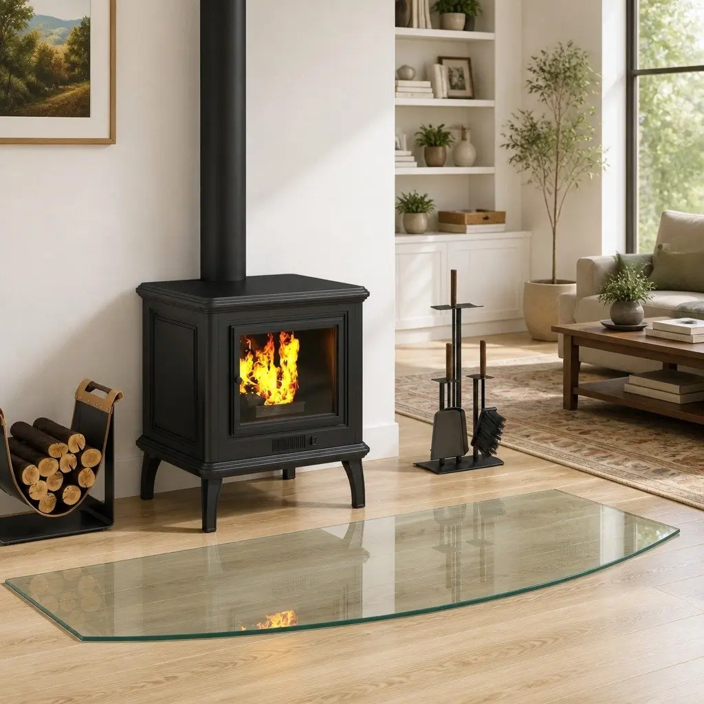 Fireplace Glass Plate Floor Protector Hearth Pad Heat Resistant Transparent