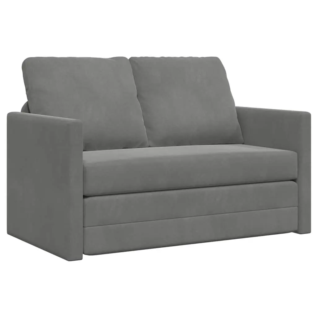 Floor Sofa Bed 2-in-1 Convertible Loveseat Double Bed Grey Folding Sleeper Couch