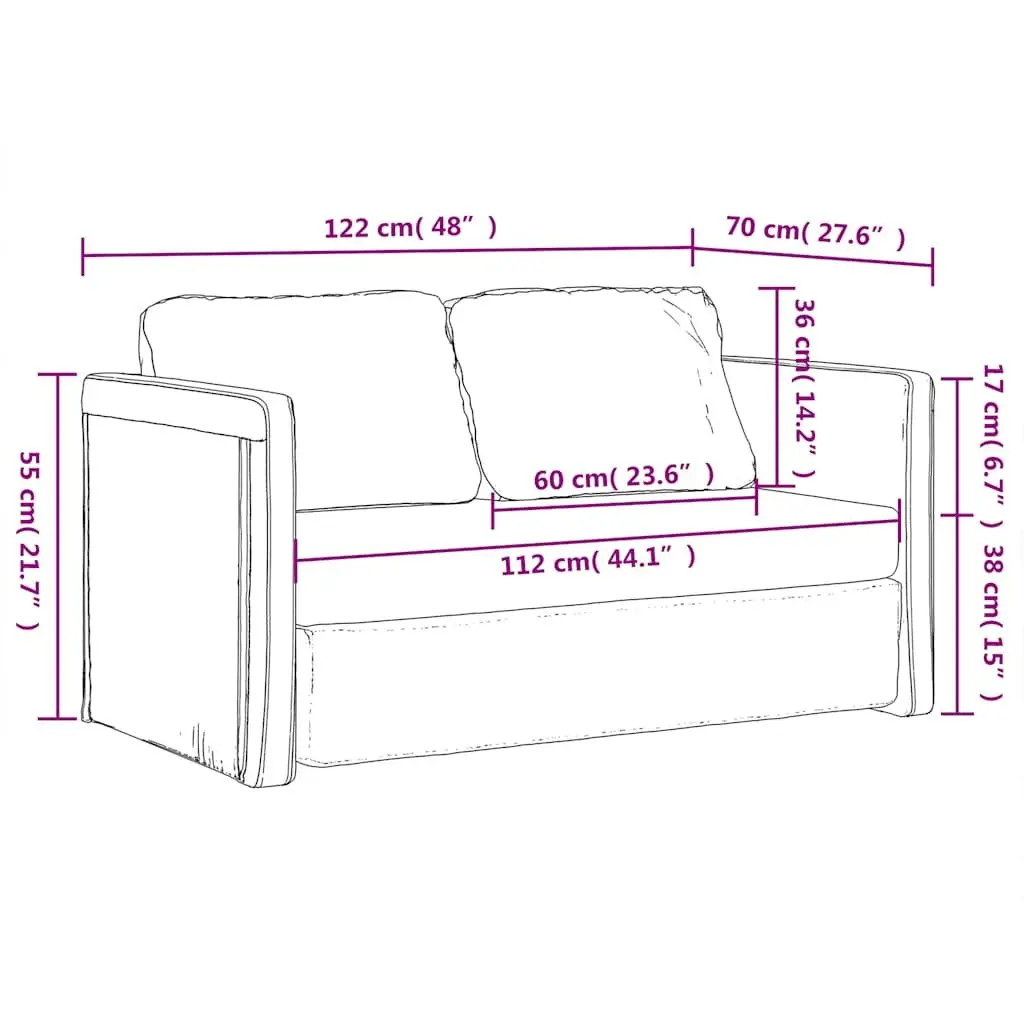 Floor Sofa Bed 2-in-1 Convertible Loveseat Double Bed Grey Folding Sleeper Couch