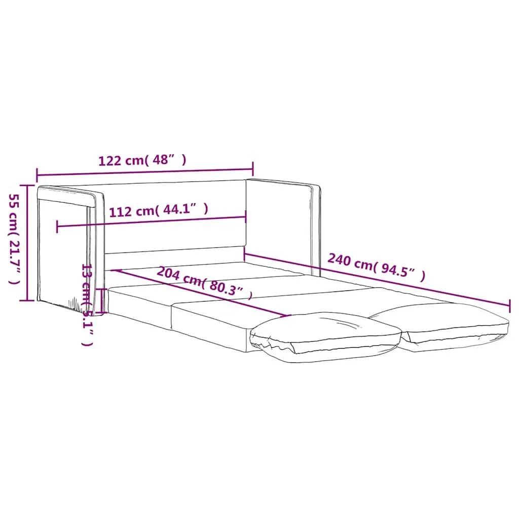 Floor Sofa Bed 2-in-1 Convertible Loveseat Double Bed Grey Folding Sleeper Couch