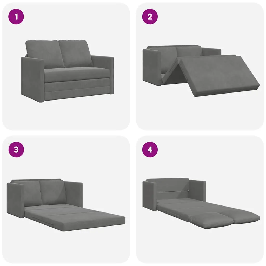 Floor Sofa Bed 2-in-1 Convertible Loveseat Double Bed Grey Folding Sleeper Couch