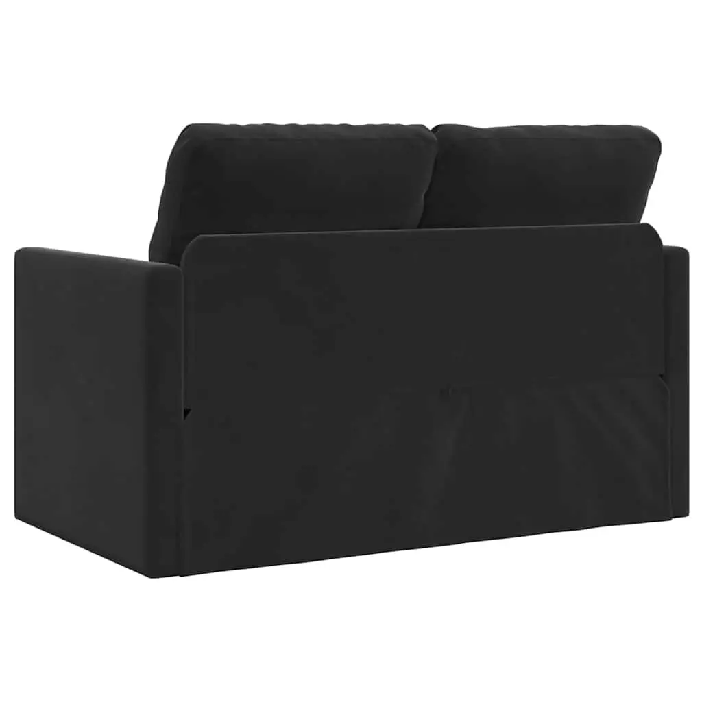 Floor Sofa Bed Convertible Loveseat Double Bed Black Velvet 122 x 204 x 55 cm