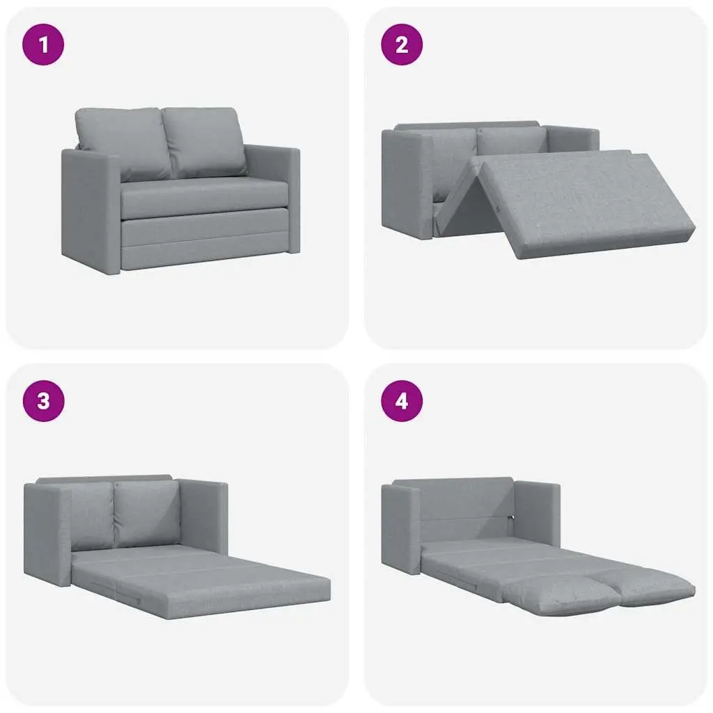 Floor Sofa Bed 2-in-1 Convertible Loveseat Double Bed Grey Fabric Folding