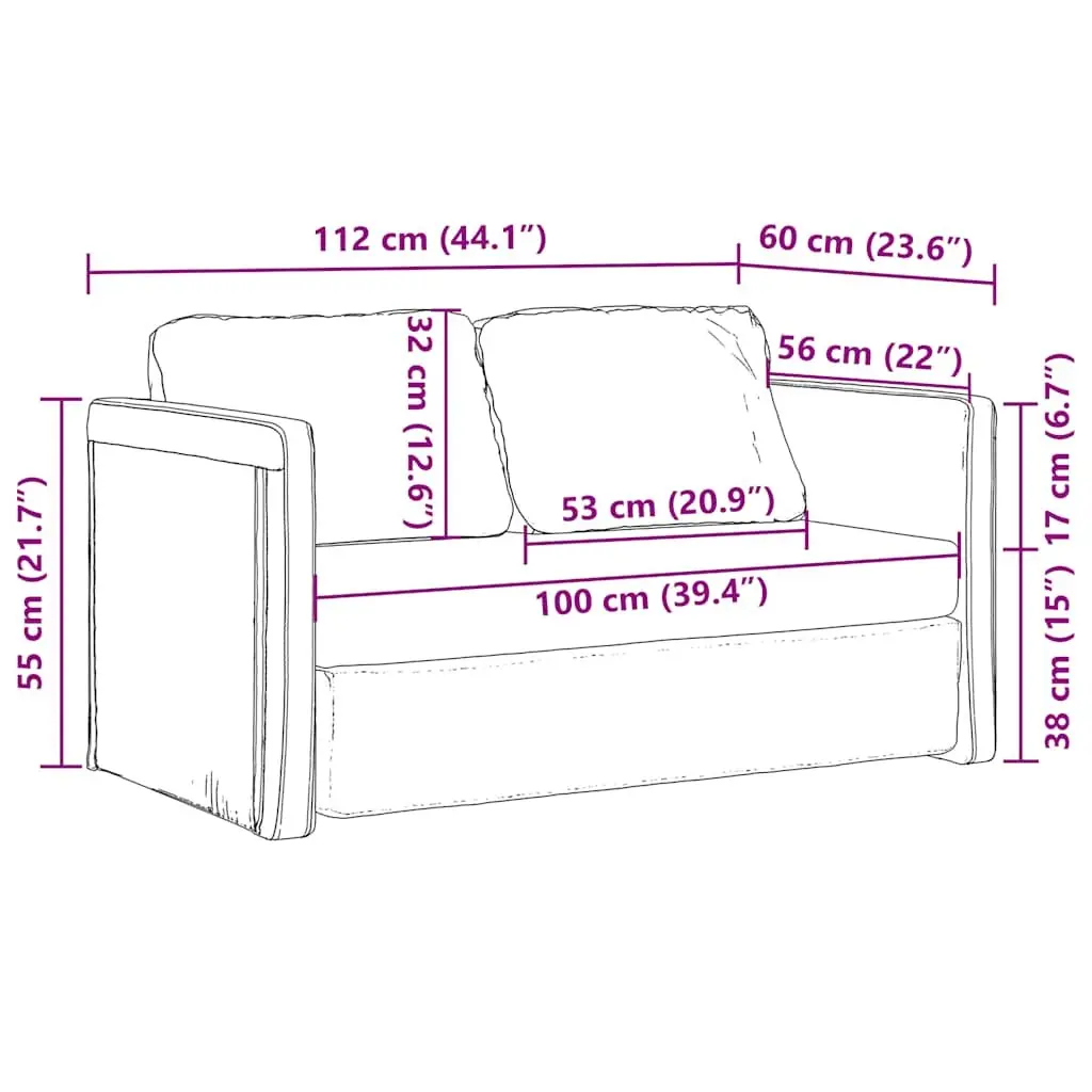 Floor Sofa Bed 2-in-1 Convertible Sleeper Loveseat Black Fabric Folding Guest