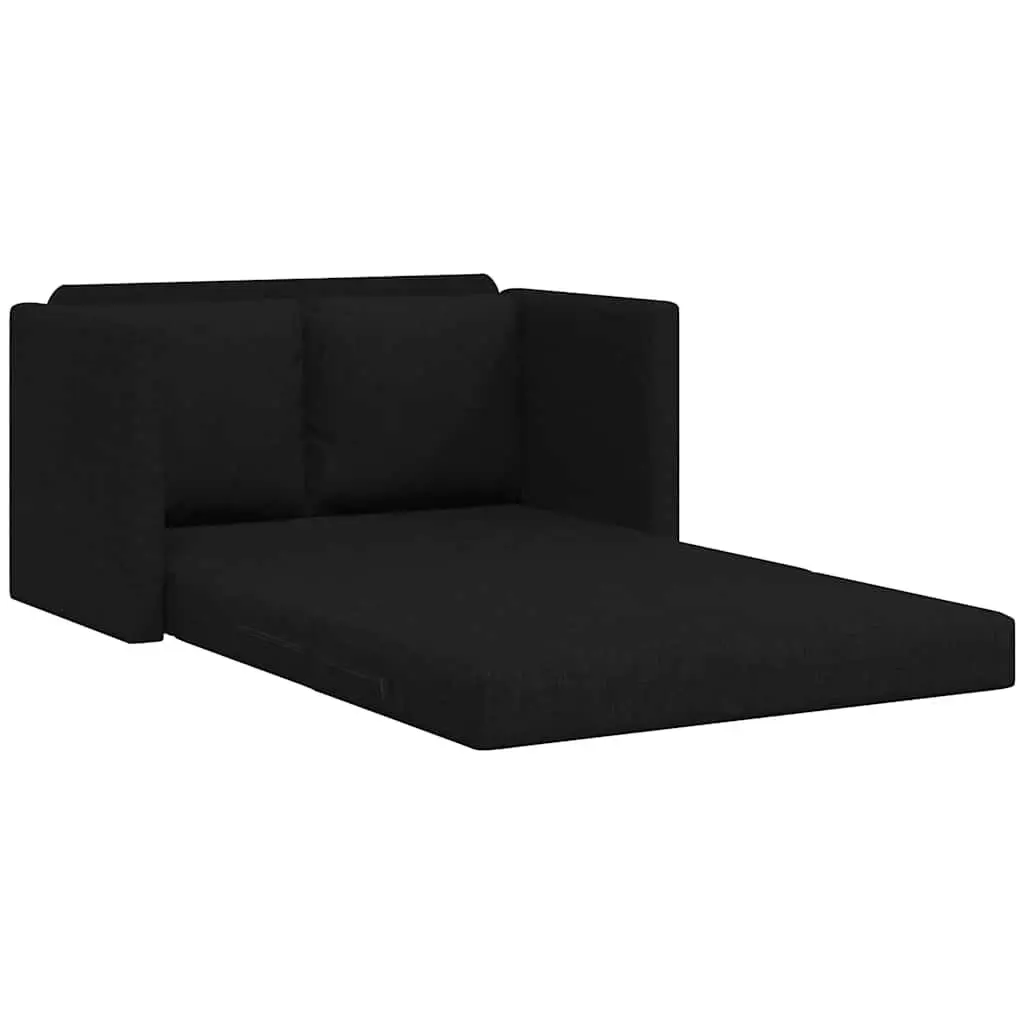 Floor Sofa Bed 2-in-1 Convertible Sleeper Loveseat Black Fabric Folding Guest