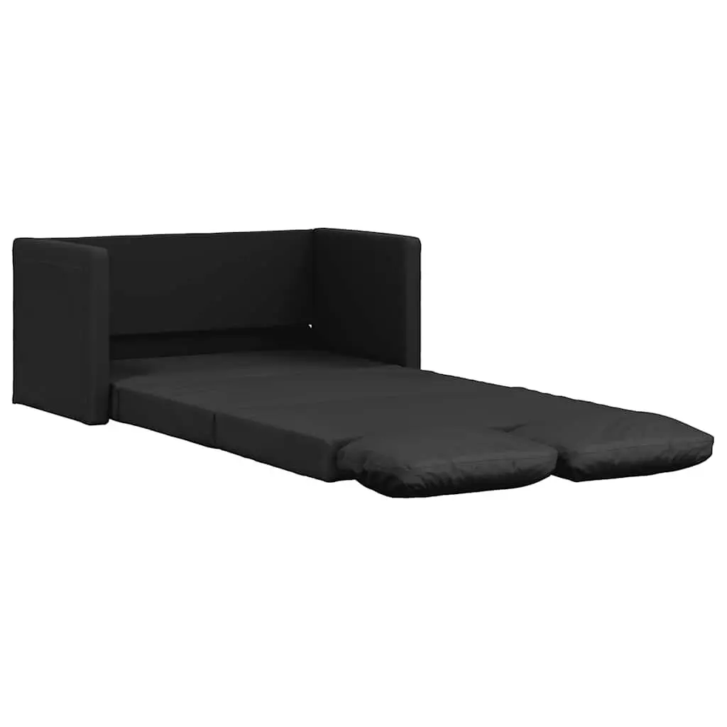 Floor Sofa Bed 2-in-1 Convertible Loveseat Double Bed Faux Leather Black