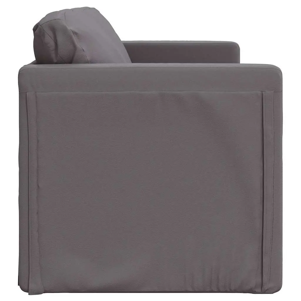 Convertible Loveseat Grey Faux Leather Floor Sofa Bed 2-in-1 with Metal Frame