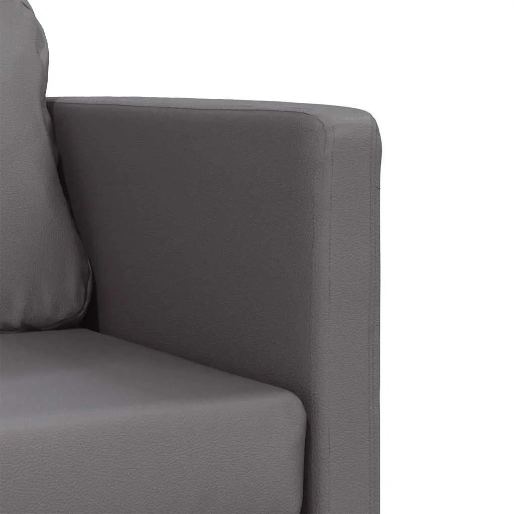 Convertible Loveseat Grey Faux Leather Floor Sofa Bed 2-in-1 with Metal Frame
