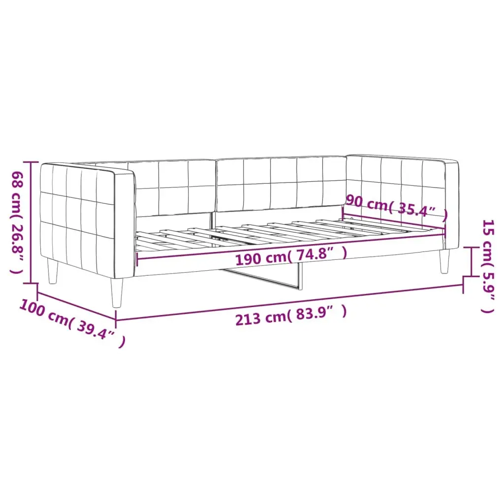 Day Bed Sofa Bed Grey Velvet 90x190 cm Bedroom Living Room Furniture Sleeper