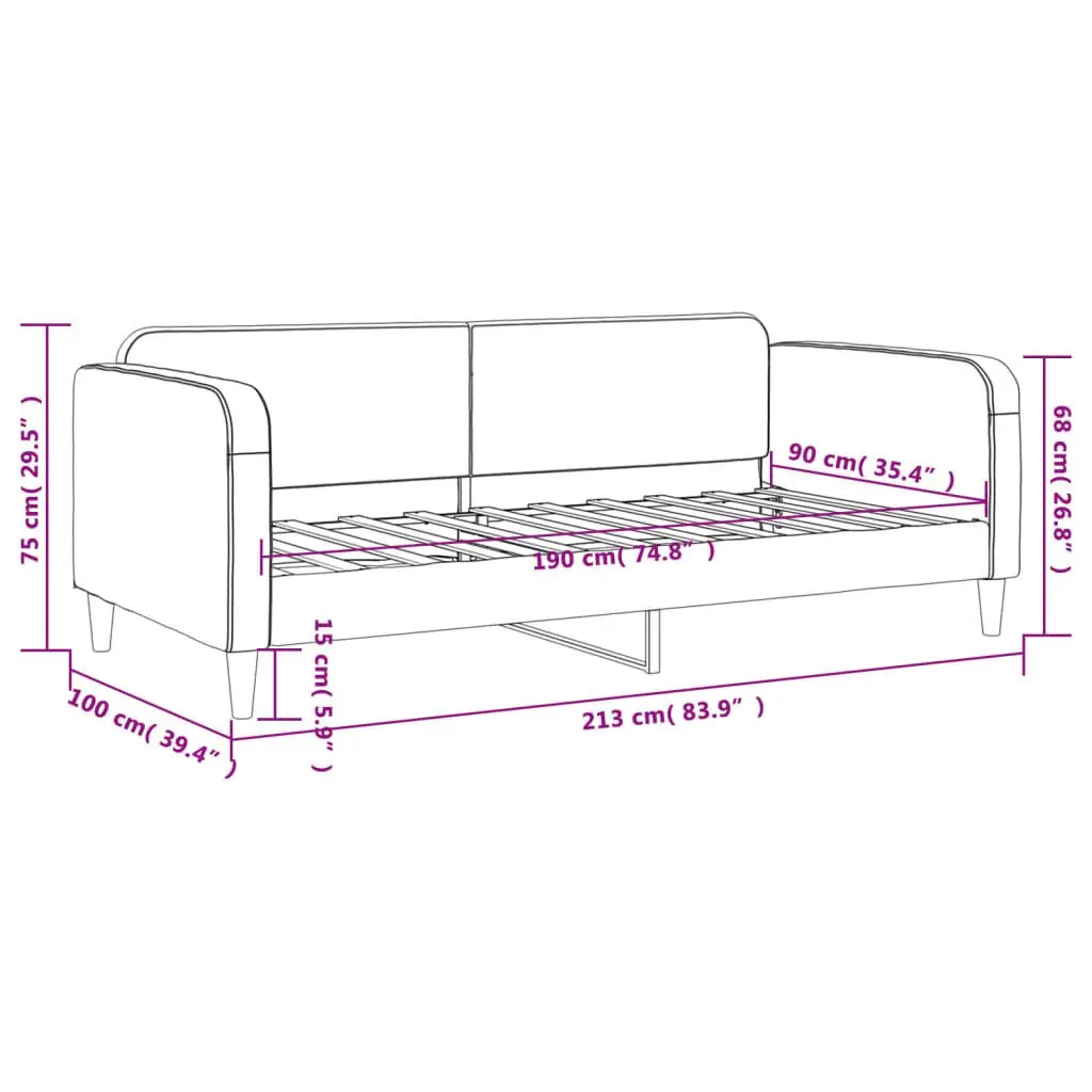 Day Bed Sofa Bed Grey Fabric 90x190 cm Modern Design Guest Bed Frame Slats