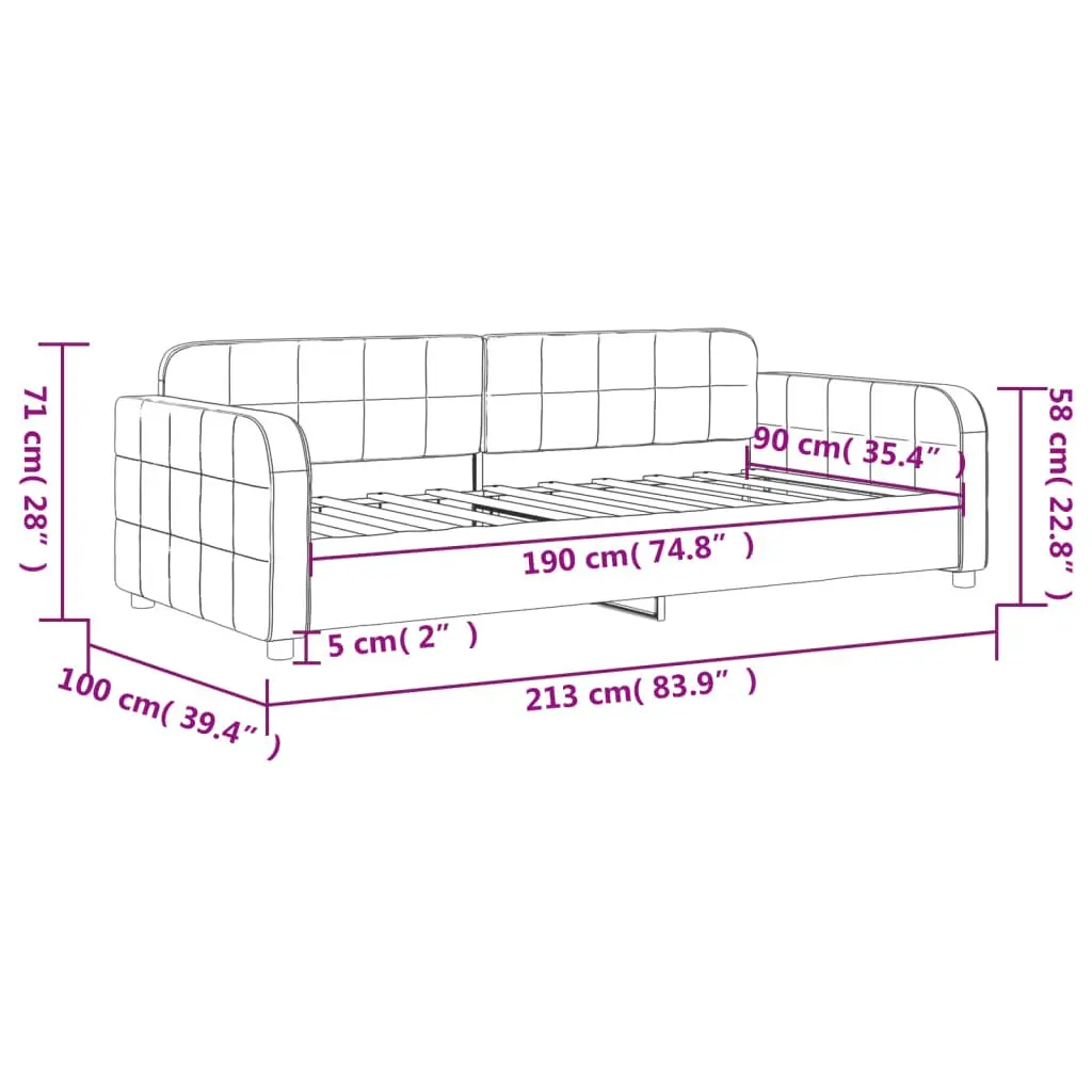 Day Bed Sofa Couch Black Velvet 90x190cm Modern Design Bedroom Living Room