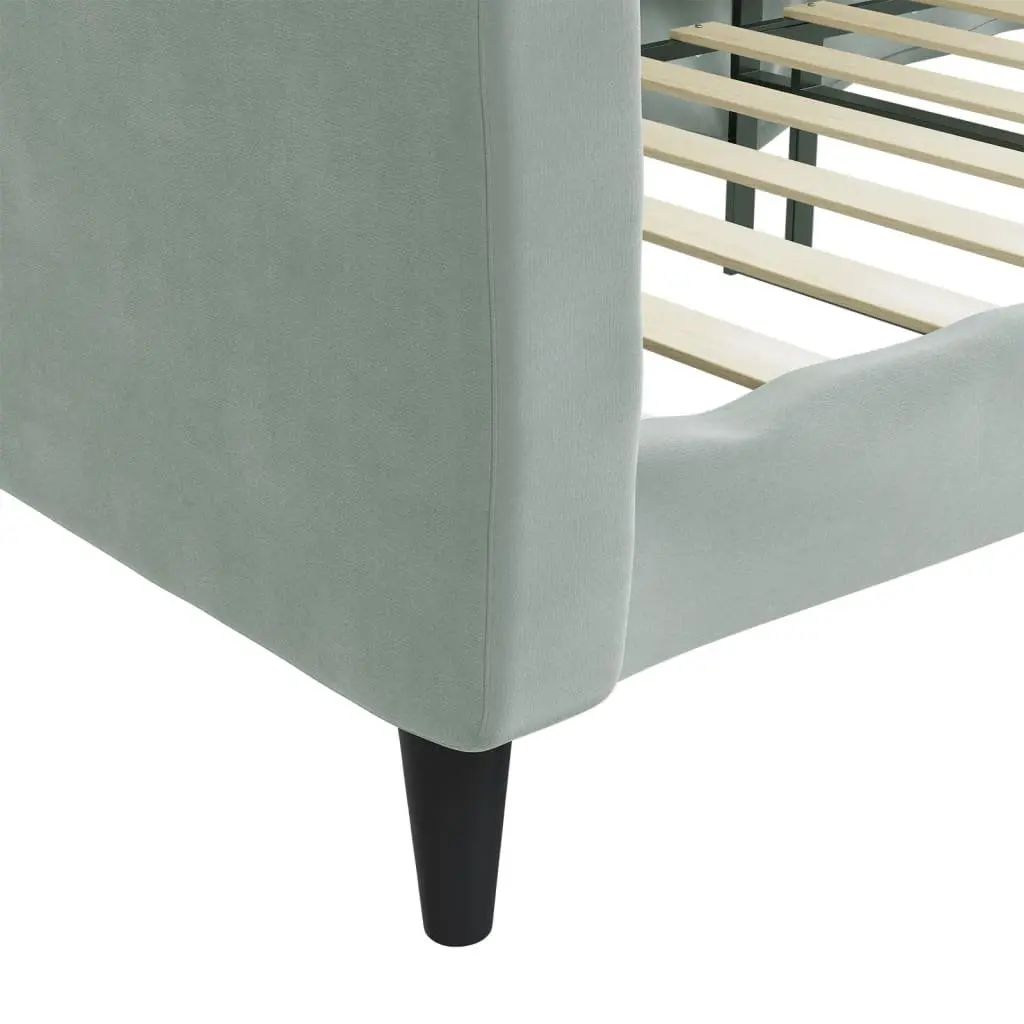 Day Bed Sofa Bed Grey Velvet 90x190 cm Modern Couch Guest Sleeping Furniture
