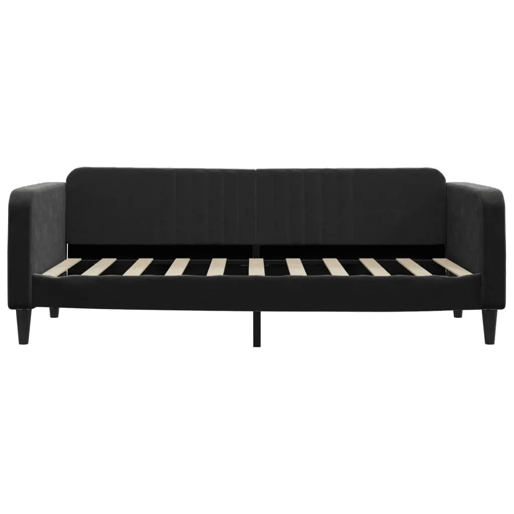 Day Bed Sofa Bed 90x190 cm Black Velvet Upholstered Sleeper Guest Bedroom