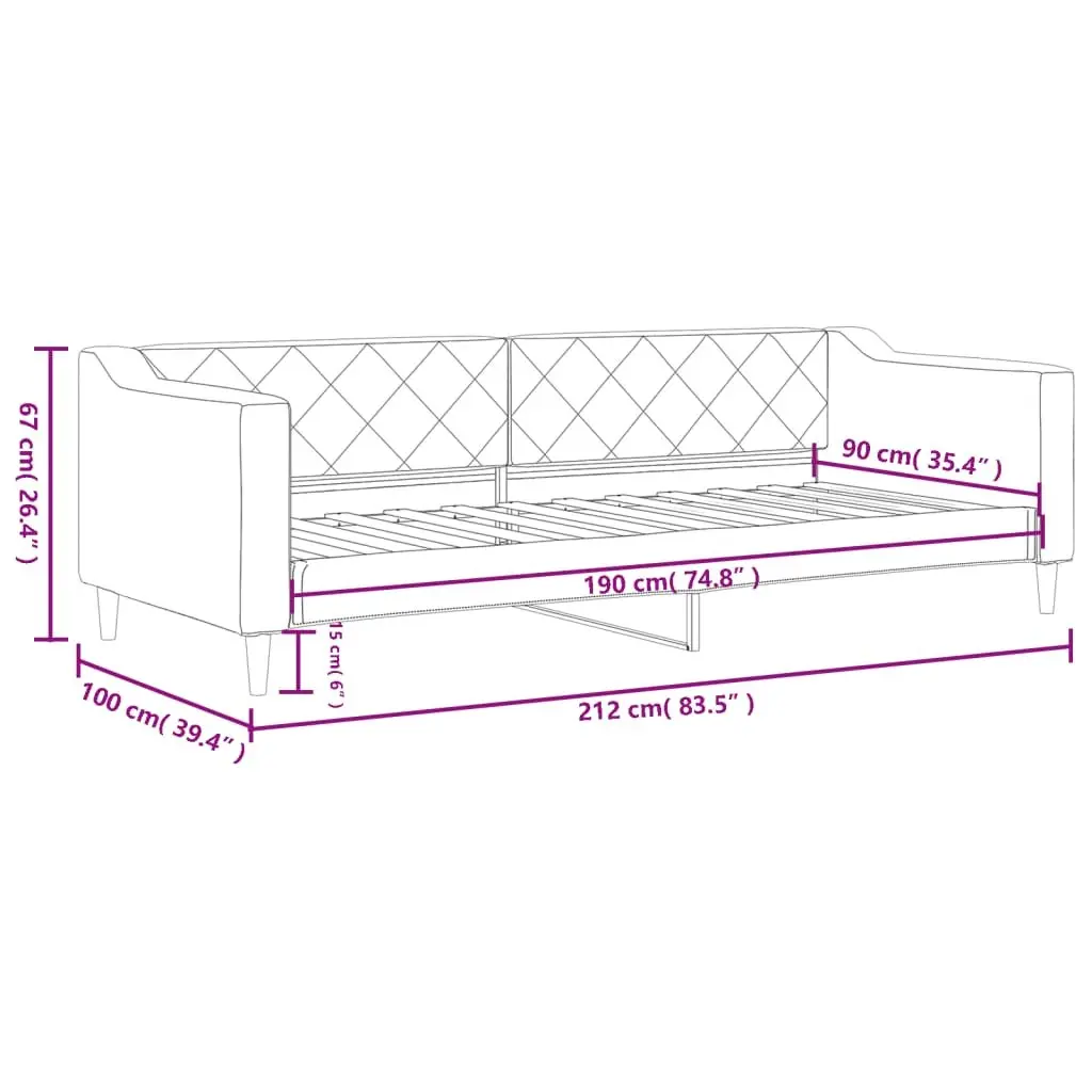 Day Bed Sofa Bed Grey Fabric 90x190cm