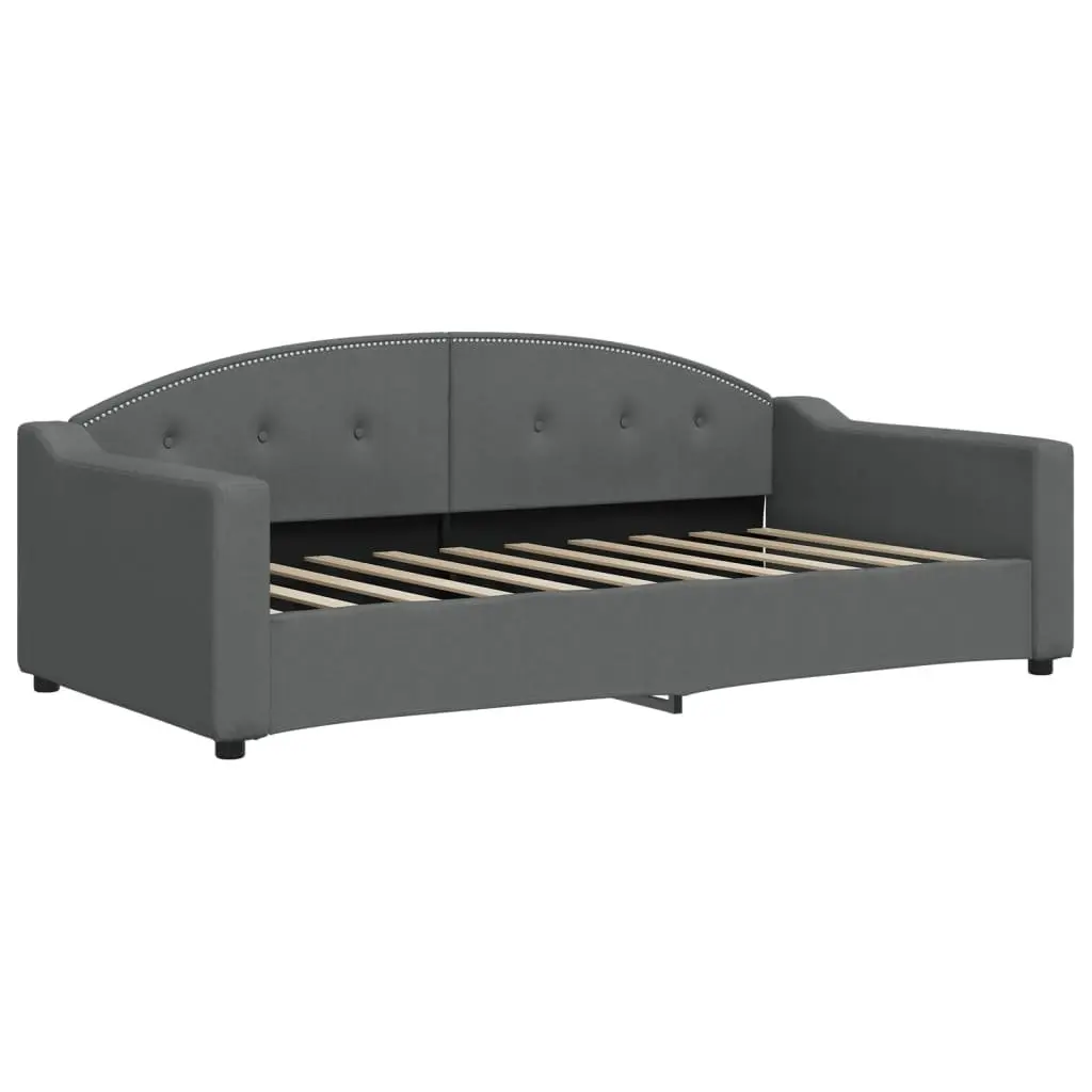 Day Bed Sofa Bed 90x190cm Grey Fabric 2-in-1 Guest Bed with Slats Frame