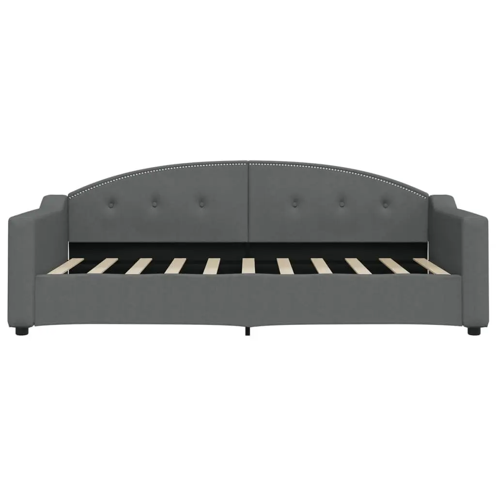 Day Bed Sofa Bed 90x190cm Grey Fabric 2-in-1 Guest Bed with Slats Frame