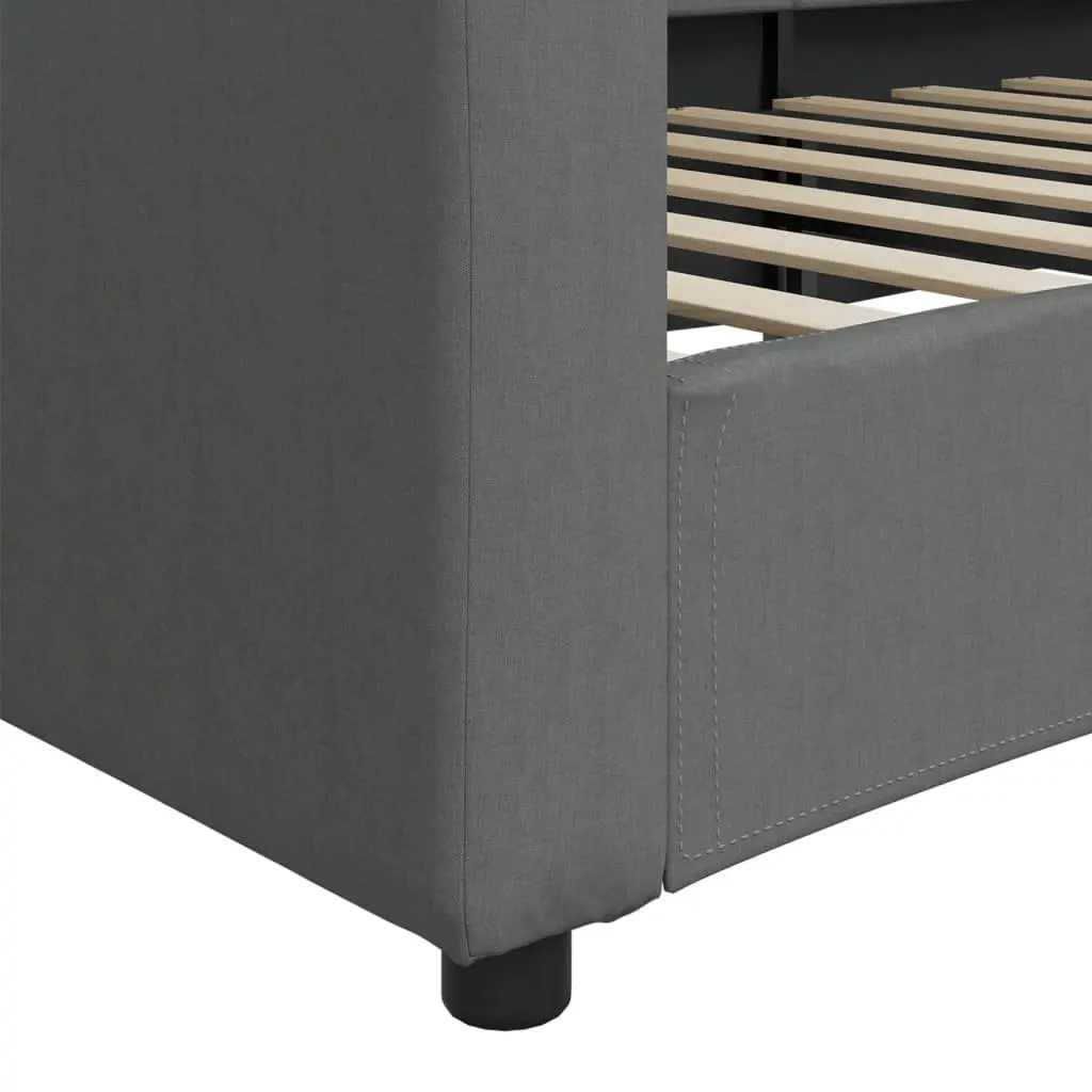 Day Bed Sofa Bed 90x190cm Grey Fabric 2-in-1 Guest Bed with Slats Frame