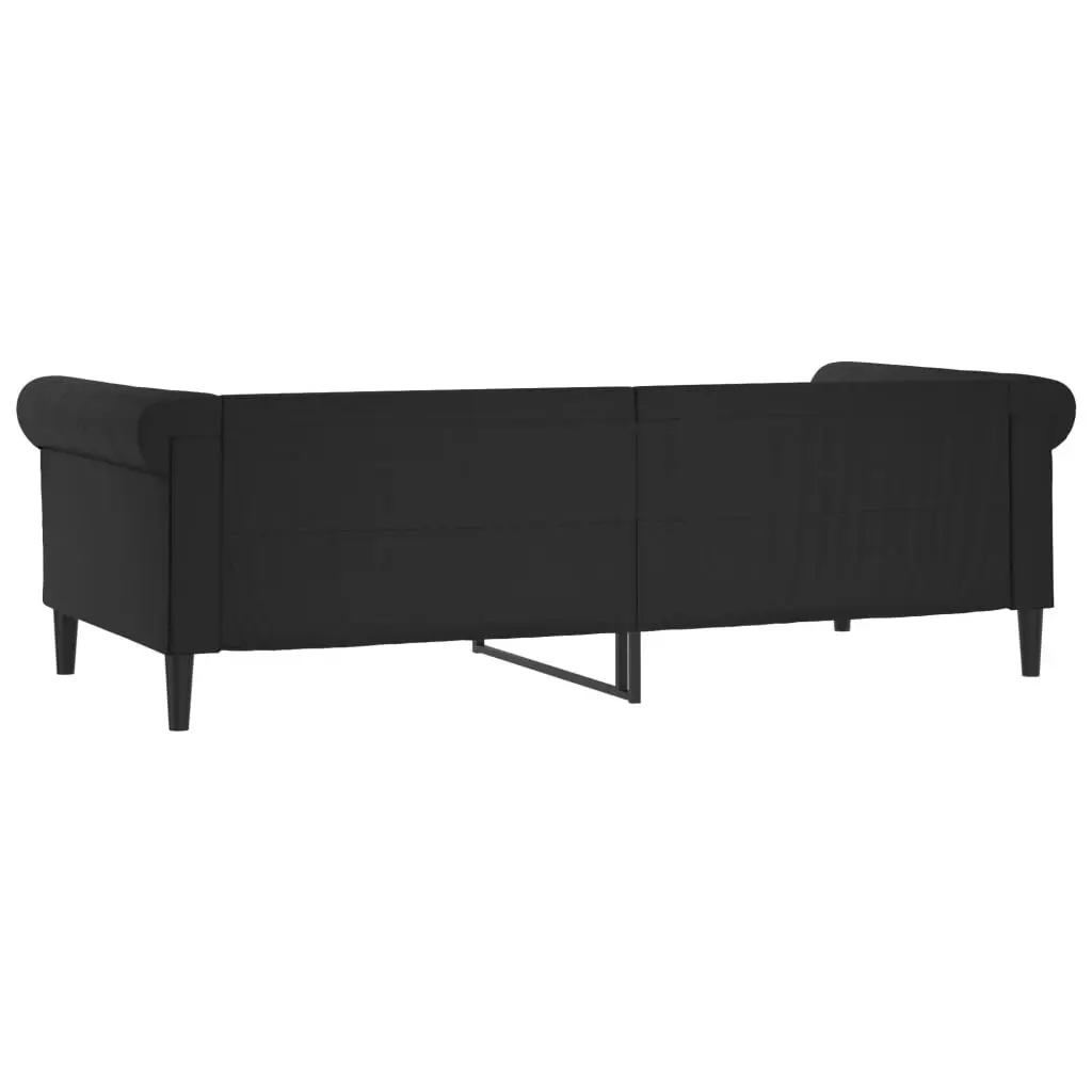 Day Bed Sofa Bed 90x190 cm Black Faux Leather Sleeper Couch Guest Bedroom