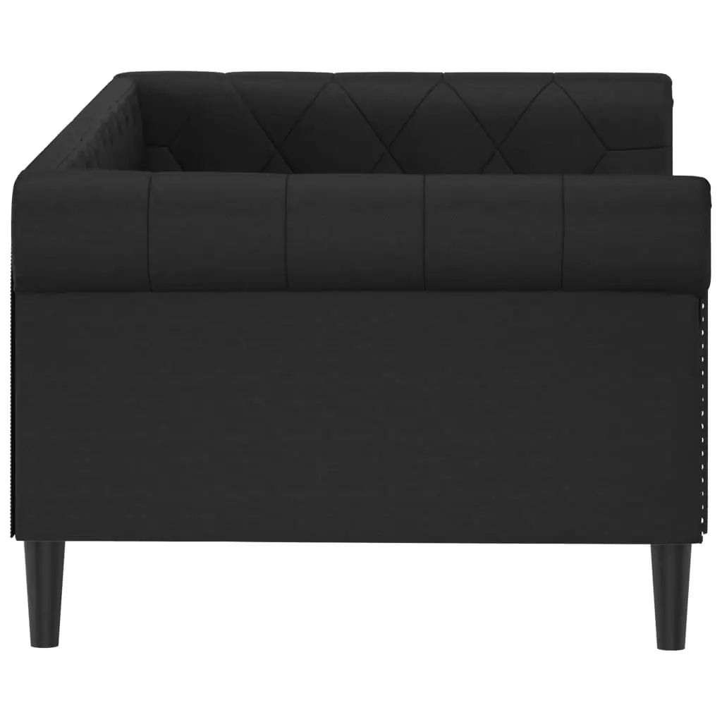 Day Bed Sofa Bed 90x190 cm Black Faux Leather Sleeper Couch Guest Bedroom