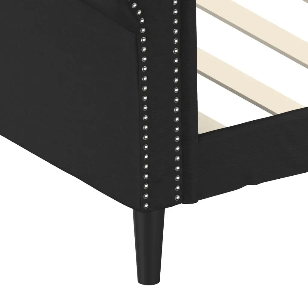 Day Bed Sofa Bed 90x190 cm Black Faux Leather Sleeper Couch Guest Bedroom