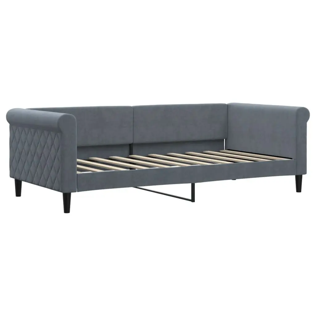 Day Bed Sofa Bed Grey Velvet 90x190 cm Frame Sleeper Couch