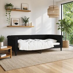 Day Bed Sofa Couch Black Velvet 90x190cm Bedroom Living Room Furniture Sleeper