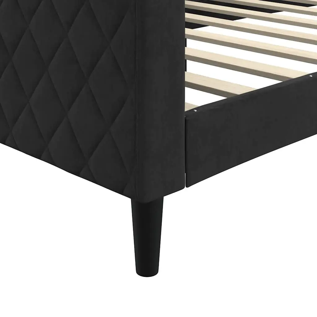 Day Bed Sofa Couch Black Velvet 90x190cm Bedroom Living Room Furniture Sleeper