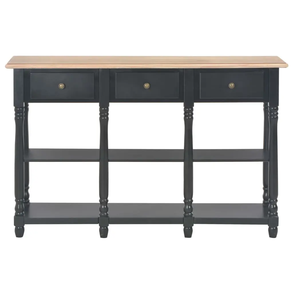 Black Console Table with Storage Drawers and Shelves 110 x 30 x 76 cm for Entryway Hallway