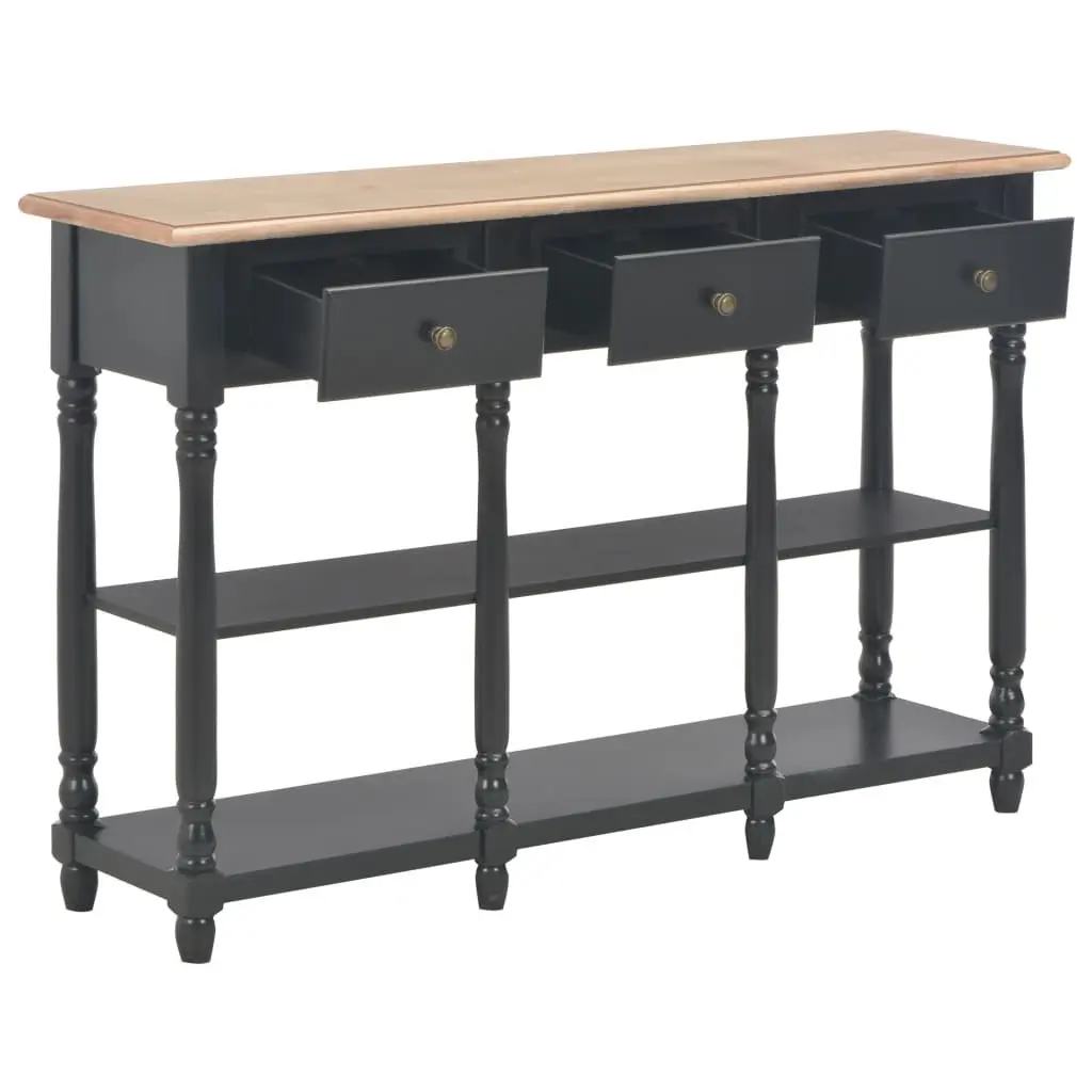 Black Console Table with Storage Drawers and Shelves 110 x 30 x 76 cm for Entryway Hallway