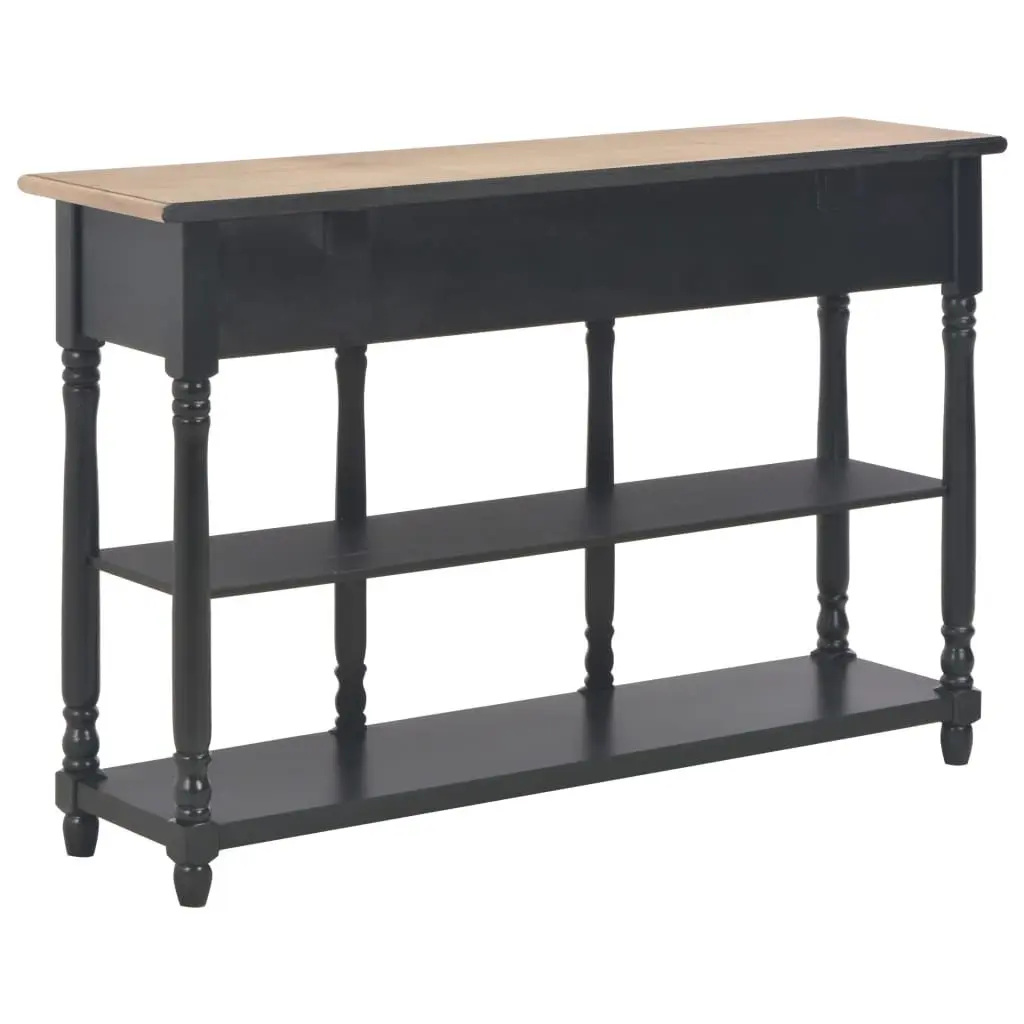 Black Console Table with Storage Drawers and Shelves 110 x 30 x 76 cm for Entryway Hallway