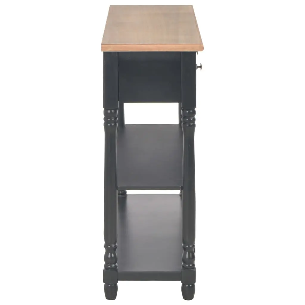 Black Console Table with Storage Drawers and Shelves 110 x 30 x 76 cm for Entryway Hallway