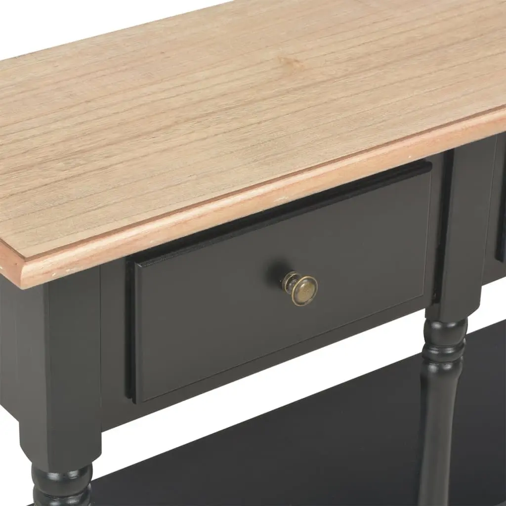 Black Console Table with Storage Drawers and Shelves 110 x 30 x 76 cm for Entryway Hallway