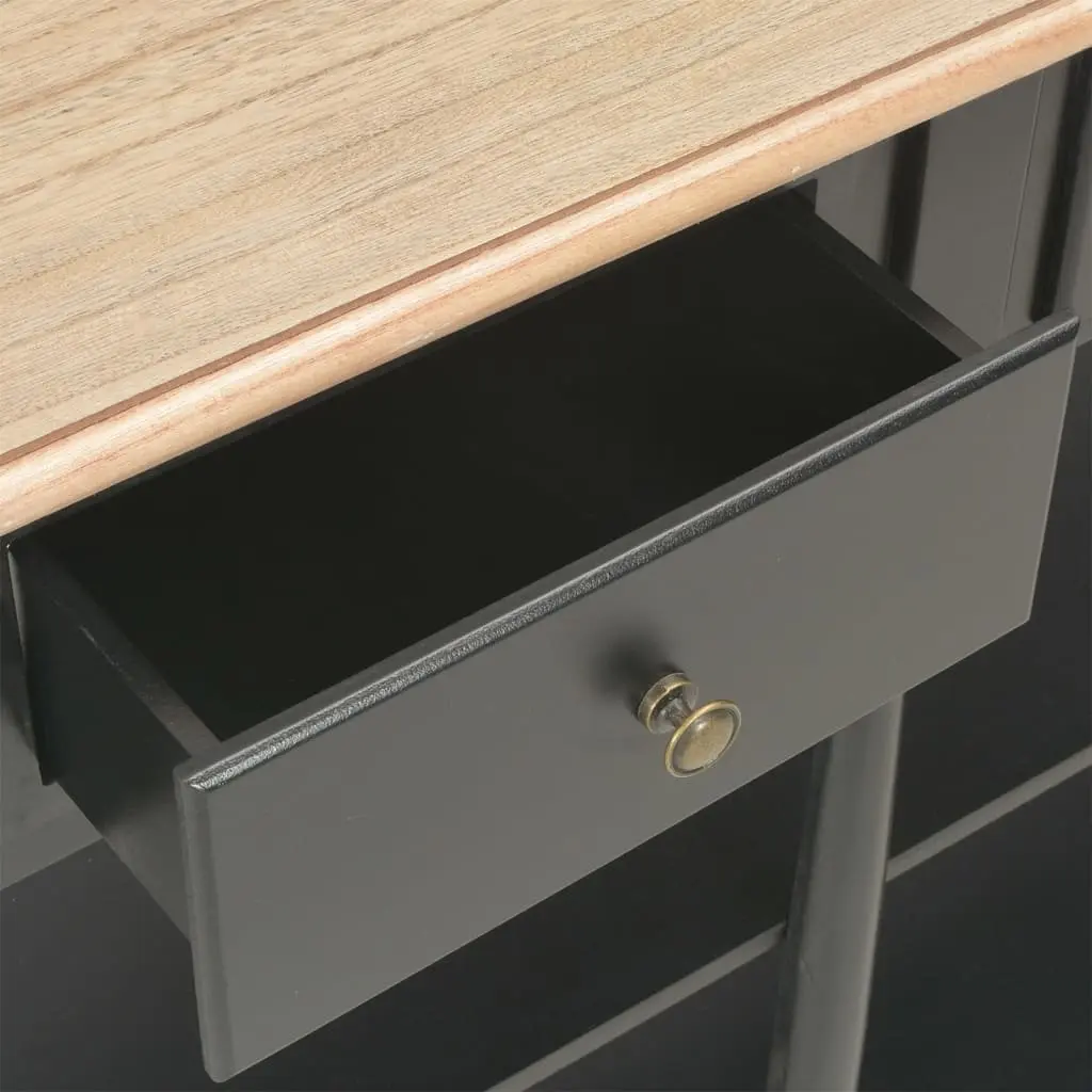 Black Console Table with Storage Drawers and Shelves 110 x 30 x 76 cm for Entryway Hallway