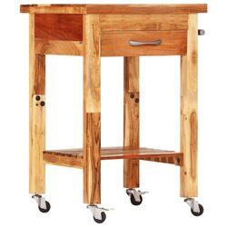 Friendly Acacia Wood Kitchen Trolley 55x55x89cm with Drawers