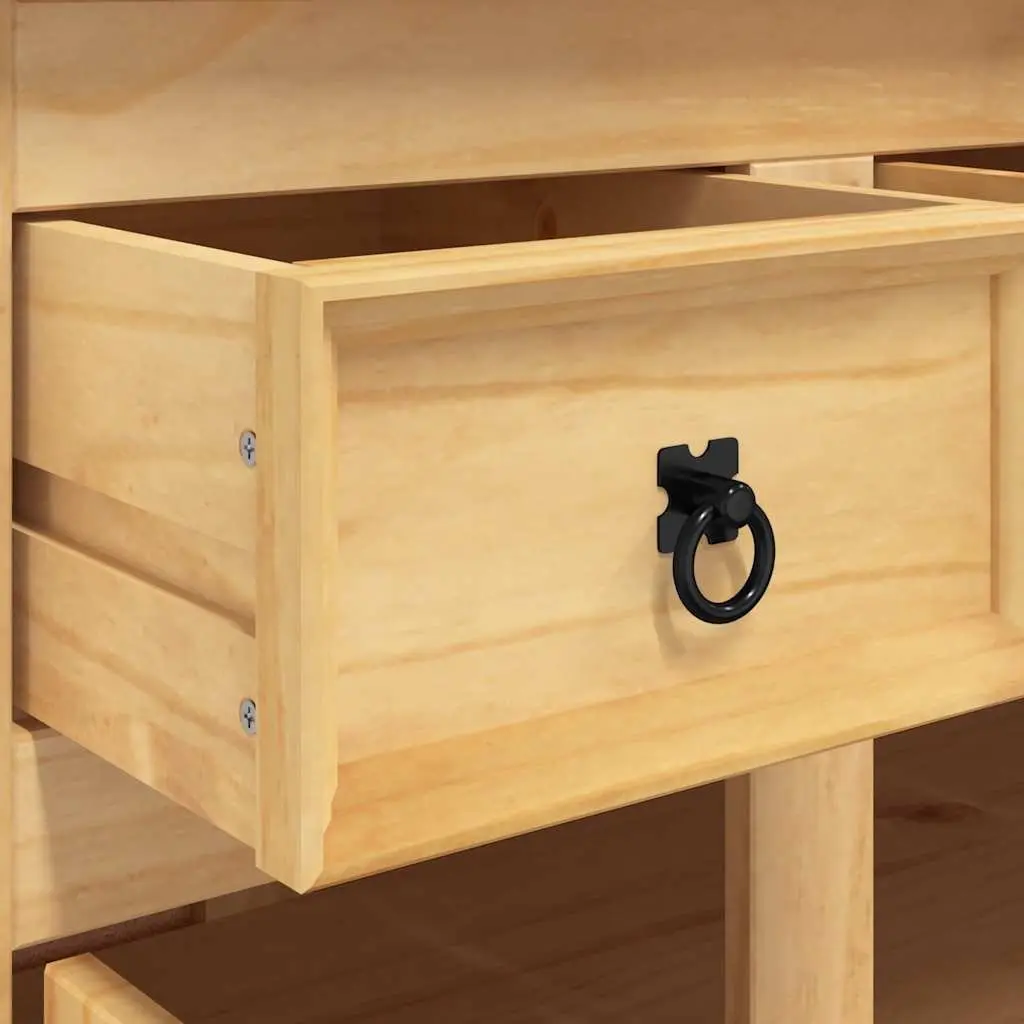 Highboard Brown Solid Pine Wood Storage Cabinet Sideboard Shelves Drawers Doors