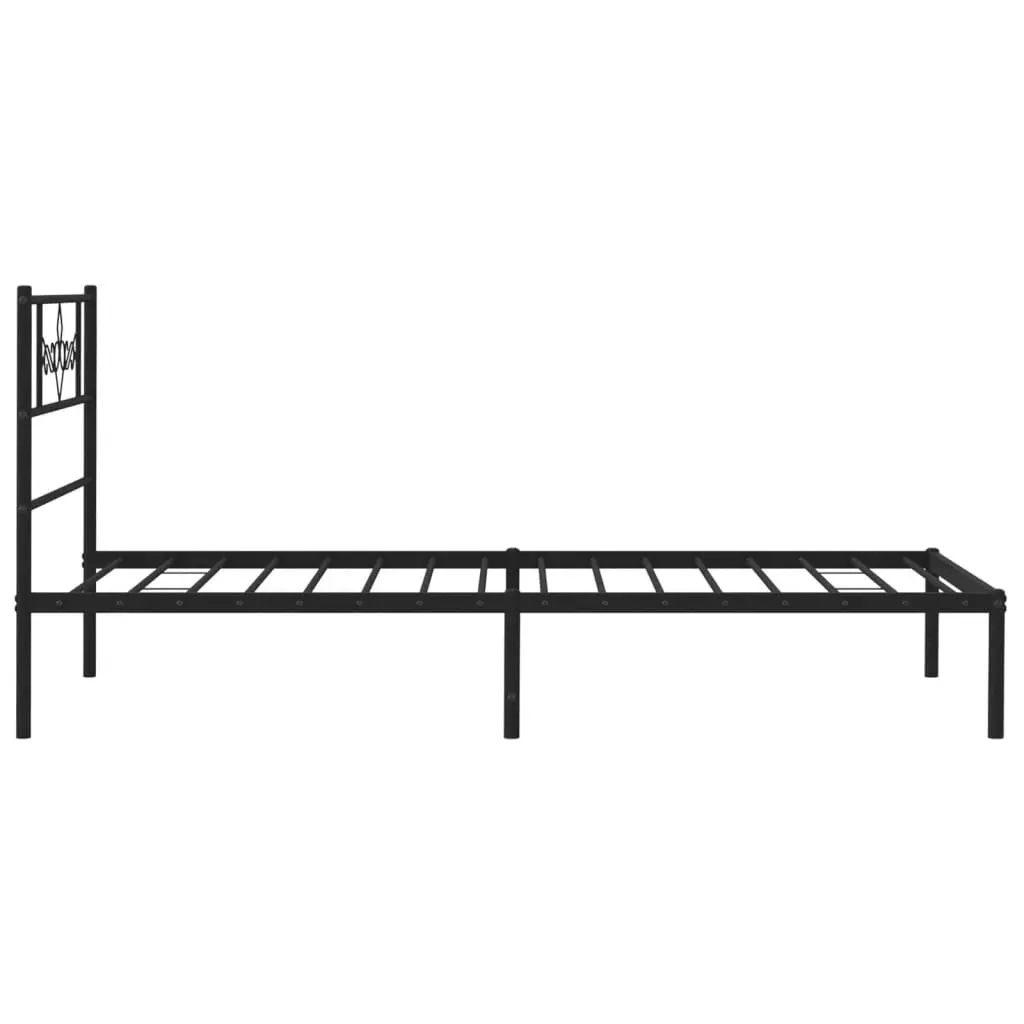 Metal Bed Frame King Single Black Steel Slats Headboard 107x203cm