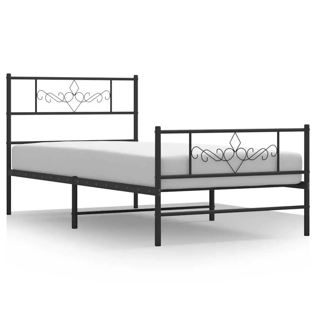 Metal Bed Frame King Single Powder-coated Steel 107x203 cm Black