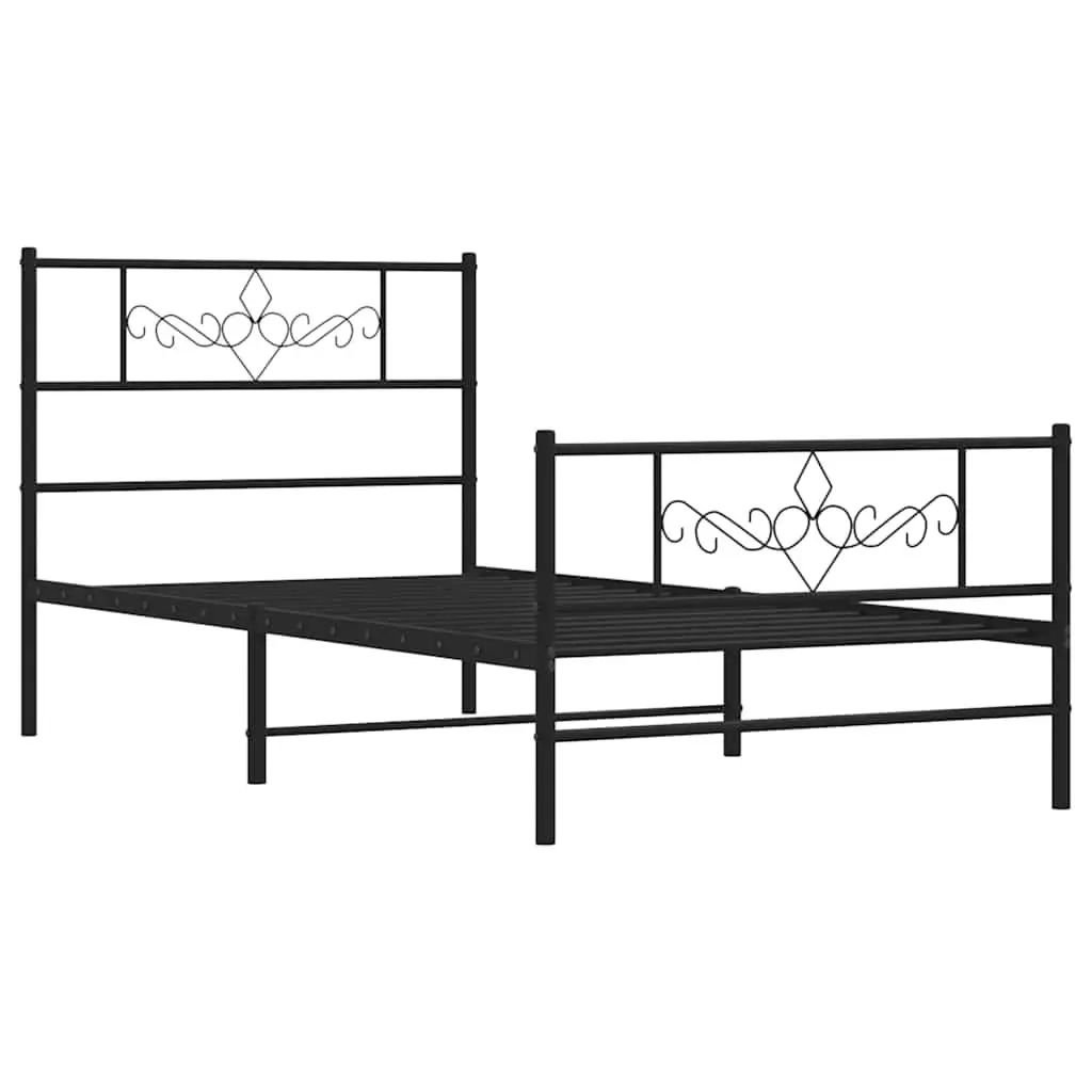Metal Bed Frame King Single Powder-coated Steel 107x203 cm Black