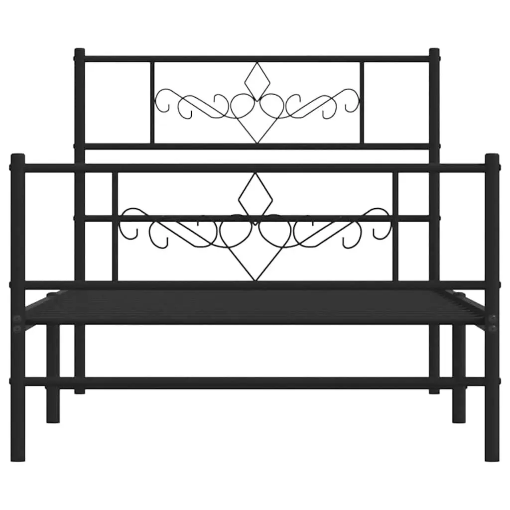 Metal Bed Frame King Single Powder-coated Steel 107x203 cm Black
