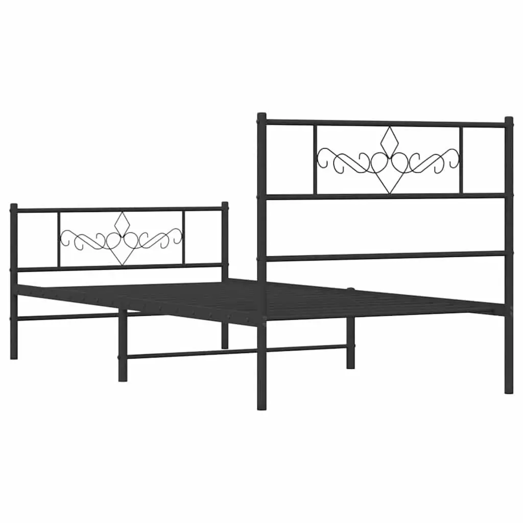 Metal Bed Frame King Single Powder-coated Steel 107x203 cm Black