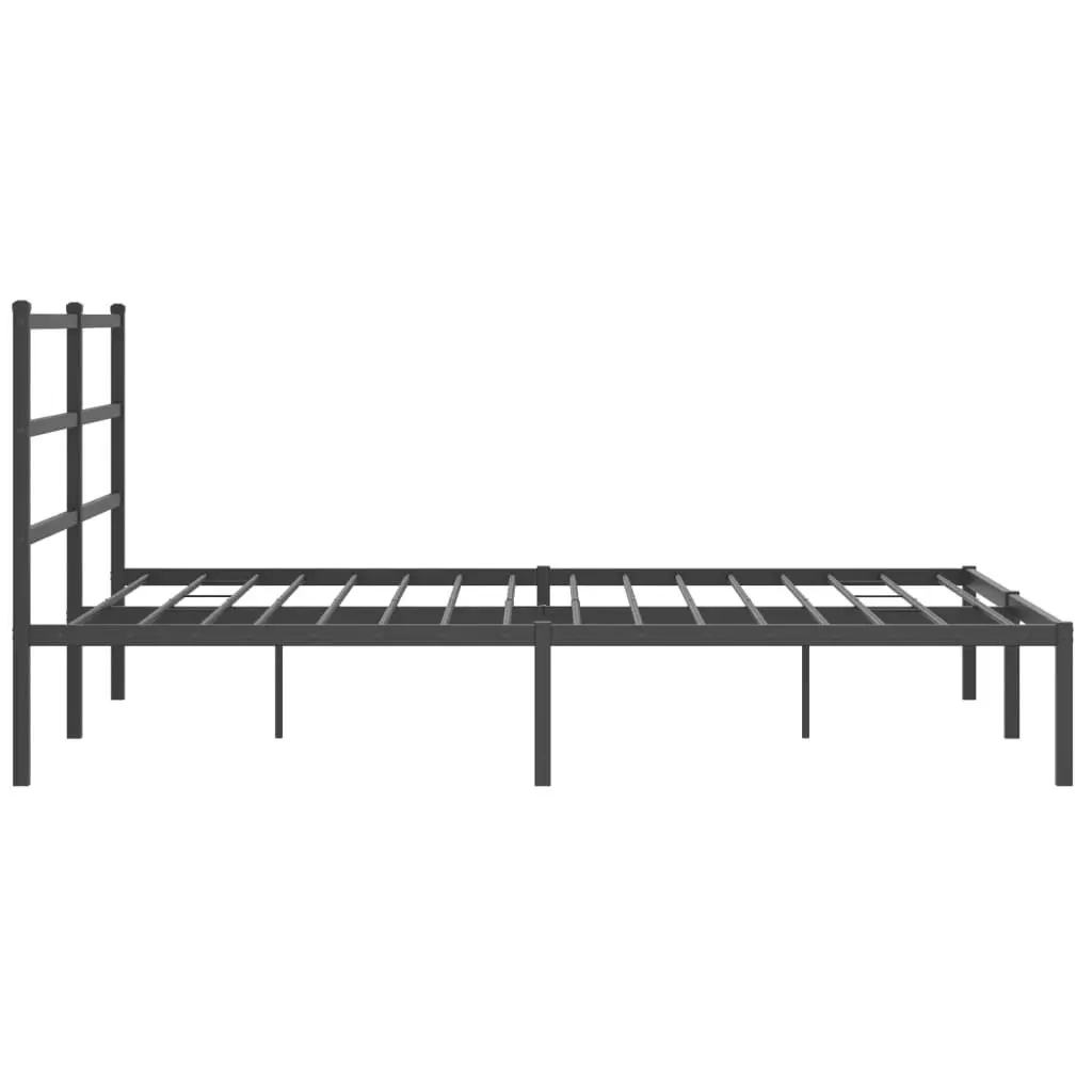 Metal Bed Frame with Headboard Black 150x200 cm Steel Slats Centre Legs