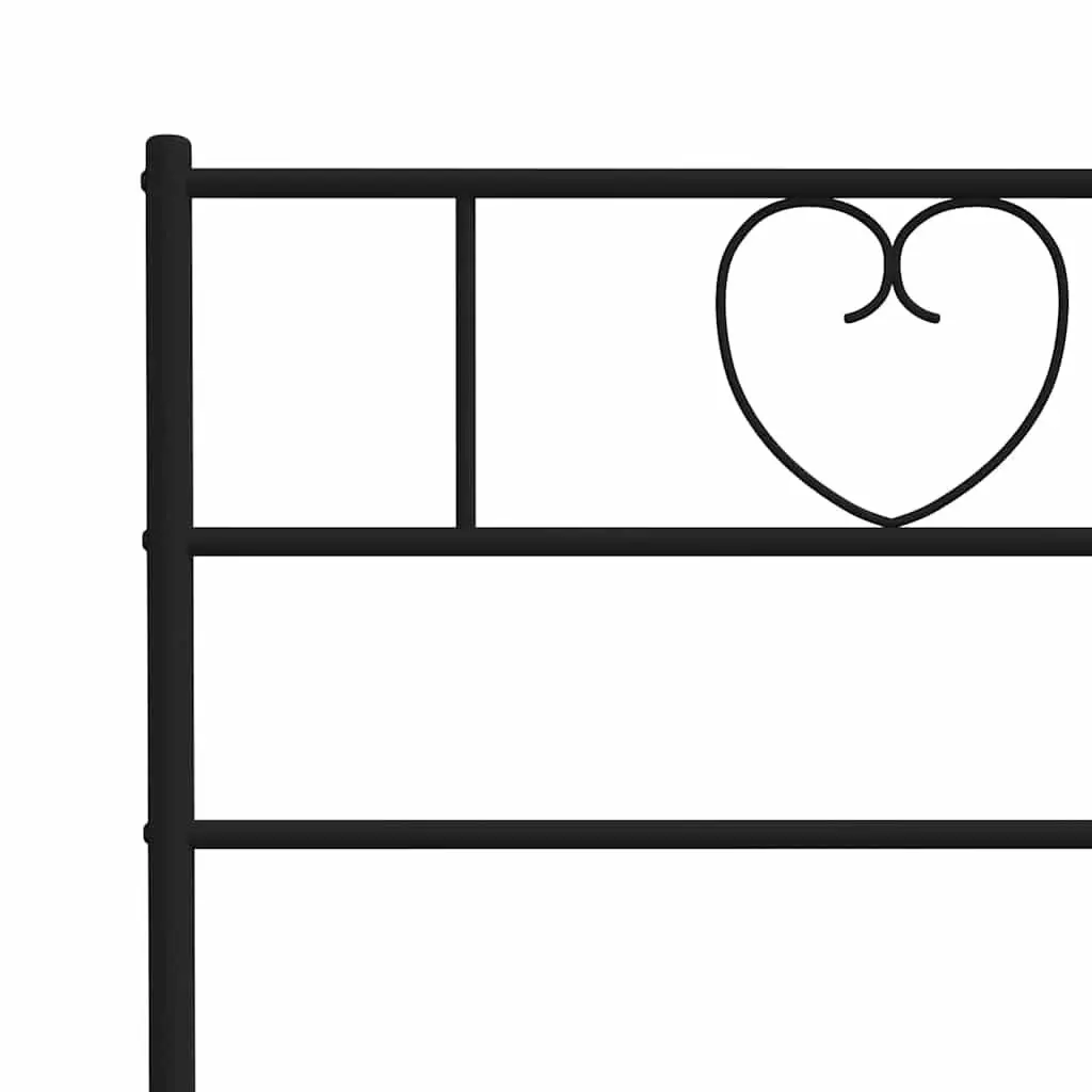 Metal Bed Frame with Headboard Black 150x200 cm