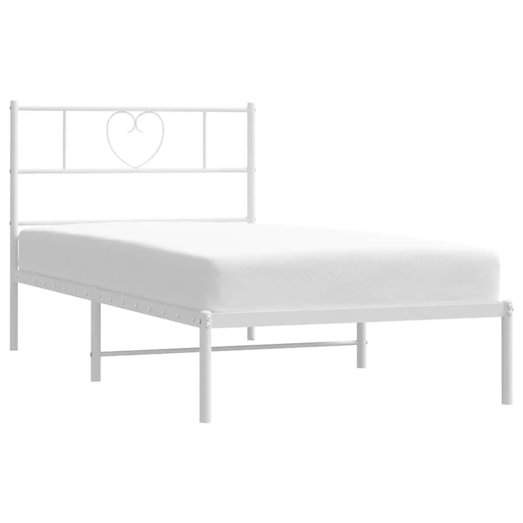 White Metal Bed Frame King Single with Headboard