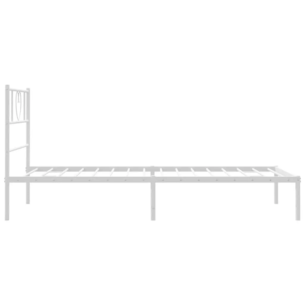 White Metal Bed Frame King Single with Headboard